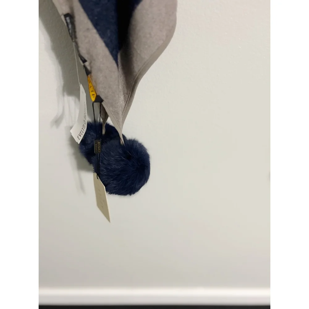 Jayley New!! Cashmere & Silk Reversible Pom Pom Wrap